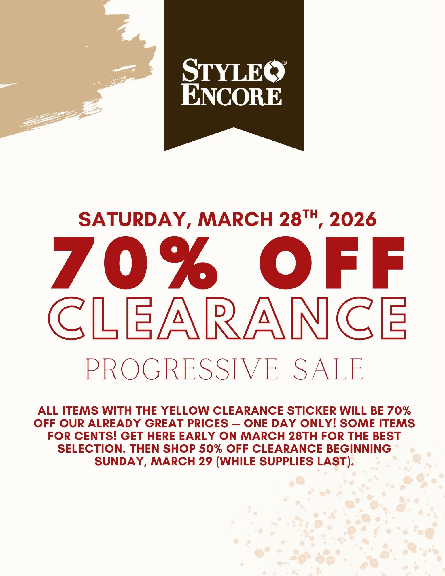 70% off clearance kickoff